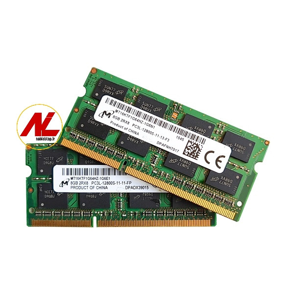 رم لپ تاپ 8 گیگابایت DDR3L باس 12800 برند میکرون مدل 1G6E1