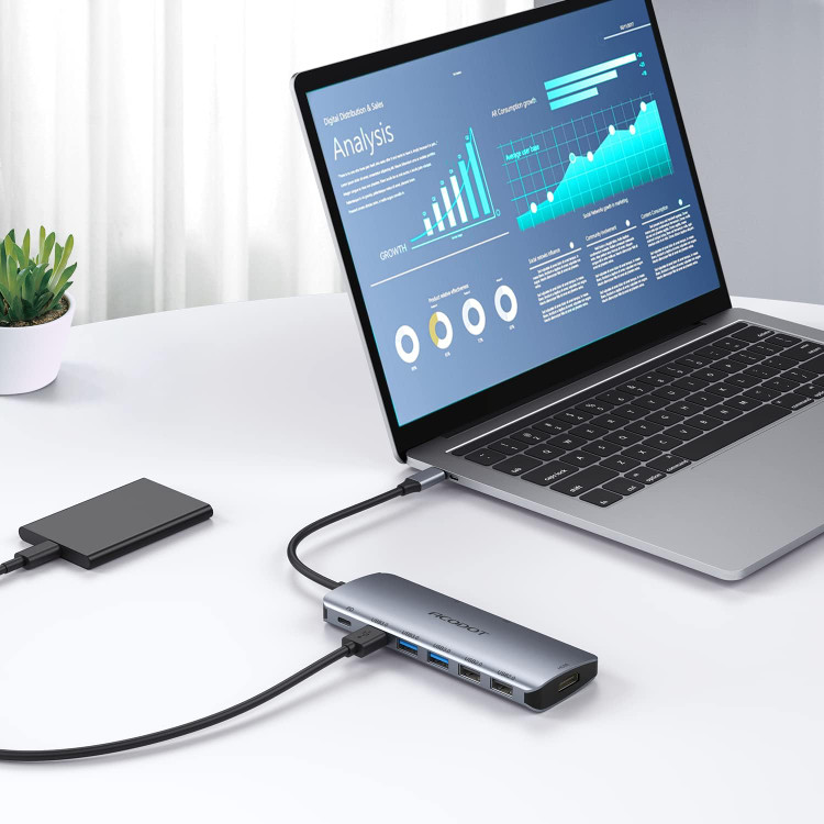 هاب 9 پورت USB3 ، USB2 ،HDMI و SD برند Acodot مدل X00198 با امکان شارژ سریع لپ تاپ و موبایل