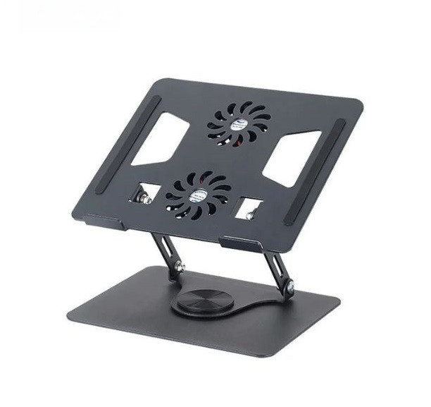 پایه لپتاپ آلومینیومی با فن دوگانه برند کریشو مدل YL-906، قابلیت چرخش ۳۶۰ درجه، ارگونومیک تاشو و قابل تنظیم ، مخصوص نوتبوک، مکبوک، لپتاپ
