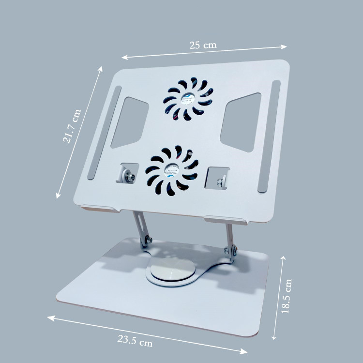 پایه لپتاپ آلومینیومی با فن دوگانه برند کریشو مدل YL-906، قابلیت چرخش ۳۶۰ درجه، ارگونومیک تاشو و قابل تنظیم ، مخصوص نوتبوک، مکبوک، لپتاپ