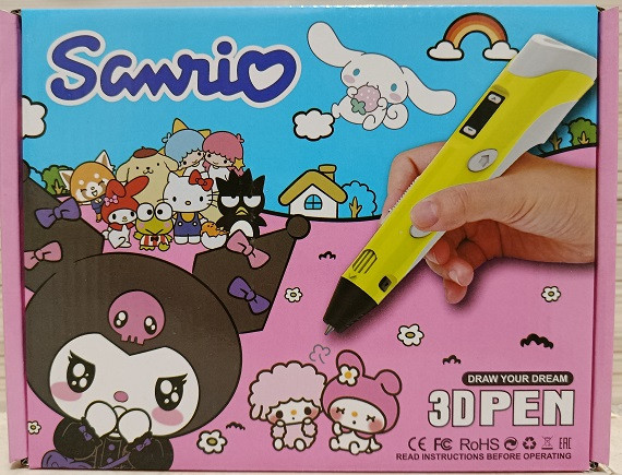 قلم سه بعدی دارای نمایشگر برند Sanrio مدل P62 همراه فیلامنت و 10 عدد شابلون
