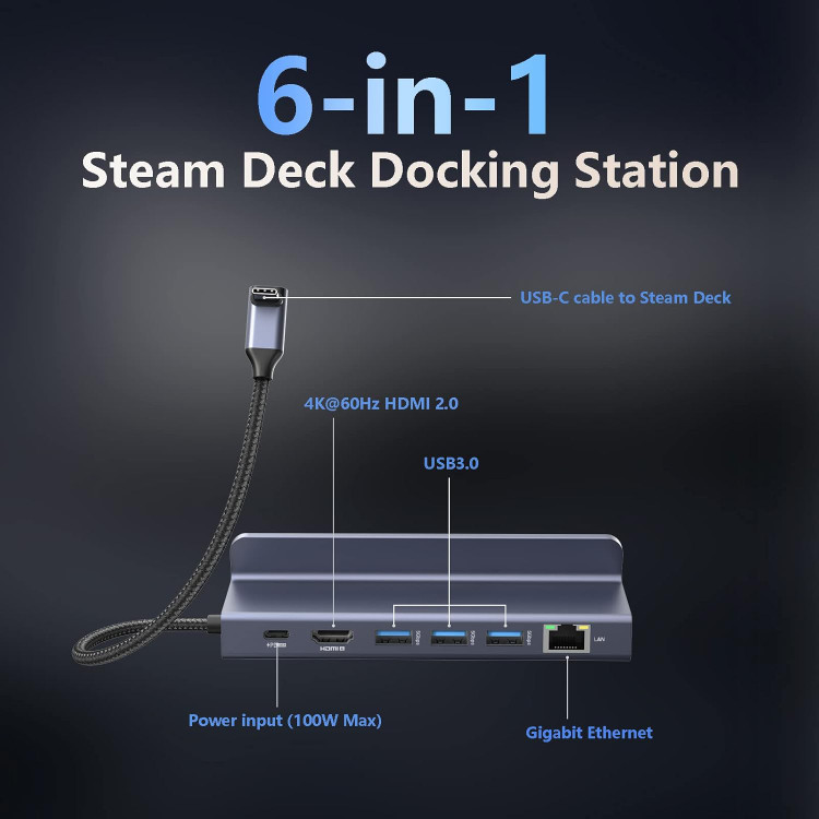 هاب استند دار 6 پورت USB3 و HDMI برند AYCLIF مدل DC023 با امکان شارژ سریع لپ تاپ و موبایل