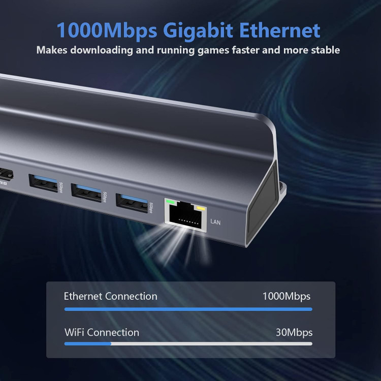هاب استند دار 6 پورت USB3 و HDMI برند AYCLIF مدل DC023 با امکان شارژ سریع لپ تاپ و موبایل