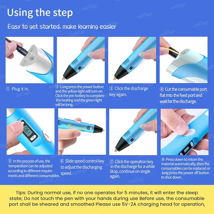 قلم سه بعدی دارای نمایشگر همراه فیلامنت برند 3DPEN مدل NP100